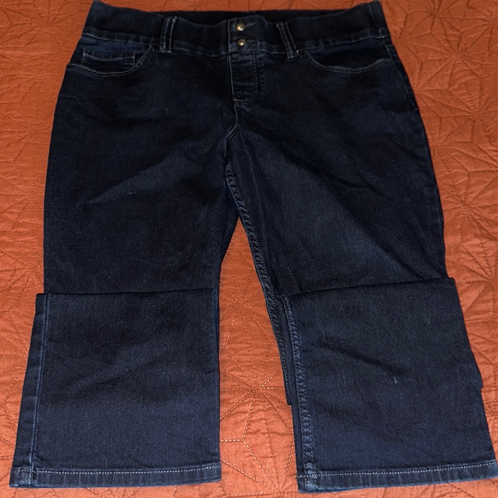 Riders by Lee- Indigo Jeans- size 14P- Dark Blue-Elastic waste- worn 1 time